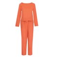 thumbnail image 4 of TIMIFIS Ensembles 2 Pcs pour Femmes en Coton et Lin d'Automne, Col Ras du Cou, Manches Longues, Ensemble de Chemises, Pantalons Longs, Complets pour Femmes avec Poches - Printemps/été, 4 of 7