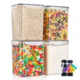 thumbnail image 1 of Sorbus 4-Pack Airtight Dry Food Storage Containers with Lids, Labels & Marker – BPA-Free Pantry Organizer, 5L Each for Sugar, Flour, Rice & More, 1 of 7