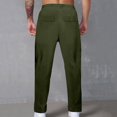 thumbnail image 4 of RKSTN Mens Pants Loose Soft Solid Color Elastic Waist Straight Tube Drawstring Pocket Workwear Pants Outdoor Hiking Workout Pants, 4 of 4