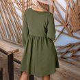 thumbnail image 3 of cfhntfmh Robes Décontractées pour Femmes Automne Amples à Manches Longues Robe Chemise Froncée Détente Col Rond Boutons Robe Plissée Mini, 3 of 6