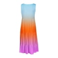 thumbnail image 4 of AherBiu Robe de Plage Grande Taille pour Femmes, Robe d'Été à Dégradé de Couleurs, Froncée, à Volants, Fluide, Midi, Style Camisole, 4 of 5