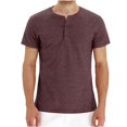 thumbnail image 4 of T-Shirt Décontracté à Manches Courtes pour Hommes, Col Rond, Demi-Bouton, Couleur Unie, 4 of 8