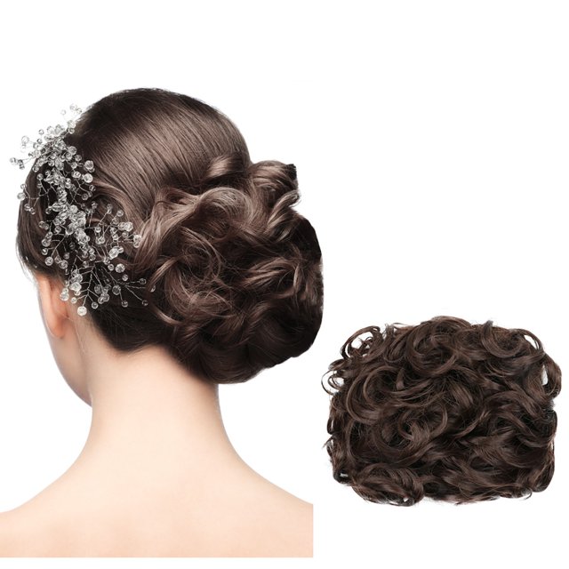 Perruque Méga Grande Épaisse Chignon Bouclé Décoiffé Chignon Updo à Clipser Extensions de Cheveux comme Réelles, Perruque pour Femmes