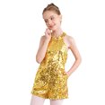 thumbnail image 3 of Nyeemya Combinaison de Danse pour Filles, Col Licou, Paillettes, Sans Manches, Rumba Samba, Combinaison de Danse, Or 10, 3 of 7