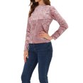 thumbnail image 4 of INSPIRE CHIC T-Shirts en Velours pour Femmes Col Rond Manches Longues Décontracté TP Rose, 4 of 7