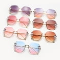 thumbnail image 3 of Penkiiy Woman Rimless Diamond Sunglasses, Oversized Gradient Diamond Sunglasses, Polygonal Sunglasses UV Protection Dark Gray, 3 of 5