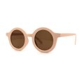 thumbnail image 3 of Lunettes de Soleil Rétro pour Enfants, Taille Enfant, Plastique Épais, Lentille Ronde Ronde, Beige Brun, 3 of 4