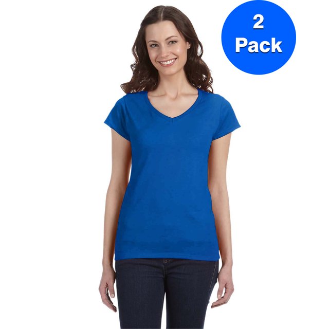 Gildan T-Shirt Ajusté à Col en V pour Femmes SoftStyle - G64VL (Lot de 2)