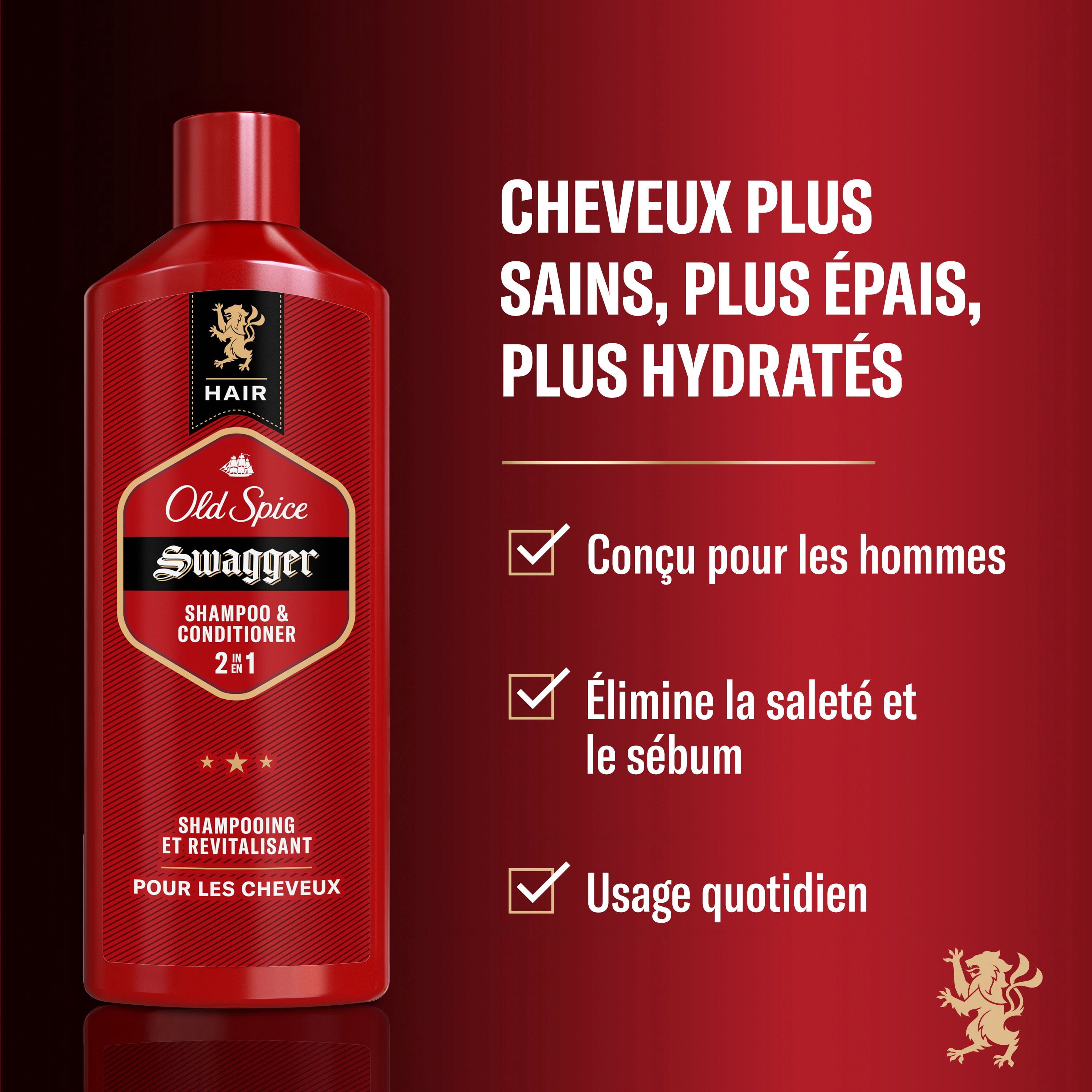 Old Spice Swagger 2en1 Shampooing et Revitalisant pour Hommes
