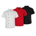 thumbnail image 3 of Unisex Short Sleeve Chef Coat Jacket Restaurant Kitchen Cook Uniform Snap Button 3XL, 3 of 8