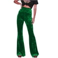 thumbnail image 1 of AherBiu Women's High Waisted Velour Bell Bottom Pants, Solid Color, Small US: 4, 1 of 7