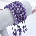 thumbnail image 2 of Natural Healing Power Gemstone Crystal Beads Unisex Adjustable Macrame Bracelets 8mm,Dream Amethyst, 2 of 4