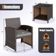 thumbnail image 3 of Costway Ensemble de 3 Pcs pour Patio en Rotin Osier, Coussins, Sofa, Table Basse, Gris, 3 of 10
