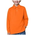 thumbnail image 1 of WUANDIXFA Chemise Fille Manches Longues Chemise Garçon Manches Longues T-Shirt Coton pour Enfants École Chemise à Col pour Filles Robe de Base Orange, 5-6 Ans, 1 of 5