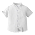 thumbnail image 3 of LUOGENLI Maxi Tops Plus Size Spring Summer Boys Short Sleeved Shirt Solid Color Single Cotton Cardigan Children's Shirt Shirts for Boys Trendy Summer Mini White Size 4-5 Years, 3 of 3