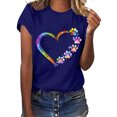 thumbnail image 1 of SMihono Hauts pour Femmes Été Chic Décontracté Femmes Décontracté Impression de Lettres Manches Courtes Col Rond T-Shirt Ample Blouse Hauts Grande Taille T-Shirt, 1 of 6