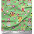 thumbnail image 1 of Soimoi Poly Georgette Fabric Floral & Owl Cartoon Print Fabric by Yard 52 Inch Wide, 1 of 3