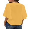 thumbnail image 5 of CHUANK Women‘s Button Down V Neck Tops Ruffled 3/4 Sleeve Tie Knot Front Blouses White Sizes S-2XL, 5 of 5