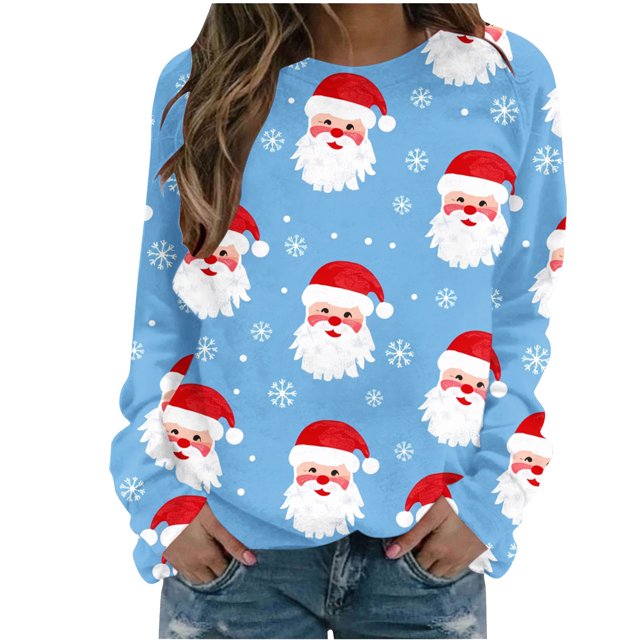Pisexur Chandail en Molleton de Noël pour Femmes Sans Capuche Imprimé Graphique Vacances Col Rond Chandail en Molleton Ample Surdimensionné Automne Mode Décontracté Chandail-Over Manches Longues pour Femmes