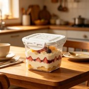 Plastic Food Storage Container with Lid | Airtight Dessert Box for Yogurt, Pudding, and Cake | Transparent Sealed Jar for Refrigerator and Kitchen | Stackable Container for Snacks and Sauces