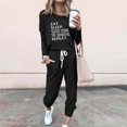 thumbnail image 2 of Pisexur Womens Lounge Set 2 Piece Outfits Long Sleeve Letter Print Blouses Tops Drawstring Pockets Long Pants Track Suits Plus Size Vacation Outfits Sweatsuit Set S-5XL, 2 of 4