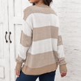 thumbnail image 4 of V Neck Sweaters for Women Sweaters for Women Fall Color Block Stripe Long Sleeve Ribbed Knit Sweater Loose Crew Neck Soft Pullover Winter Clothes S-34 Khaki L, 4 of 8
