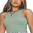 thumbnail image 4 of Women Solid Color Tank All-match Slim Stylish Sleeveless Crop Top, 4 of 7