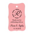 thumbnail image 1 of 100 PCS Custom Made Scallop Edges Hang Tags Thank You For Celebrating Wedding Favor Gift Paper Tags, 1 of 1