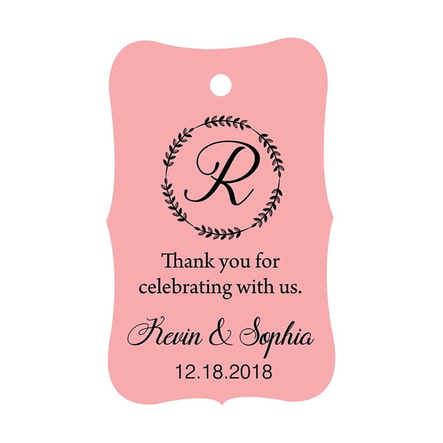 100 PCS Custom Made Scallop Edges Hang Tags Thank You For Celebrating Wedding Favor Gift Paper Tags