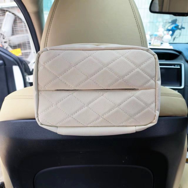 TopOne Car Tissue Holder Premium PU Leather Backseat Extra Large Tissue Organization Napkin Holder For Center Console Sun Visor