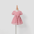 thumbnail image 2 of PatPat Family Matching Pink Set Solid Colorblock Polo collar Short-sleeve Shirt or Ruffle-sleeve Belted Dress, 2 of 5