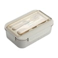 thumbnail image 2 of Lunch Boxes with 3 Compartments and Utensils Lunch Box for Men Work, Plastic Bento Box Adult Bento Box for Kid Snacks Containers Bento Box Meal Prep Containers, Beige 3-1200ml, 2 of 6