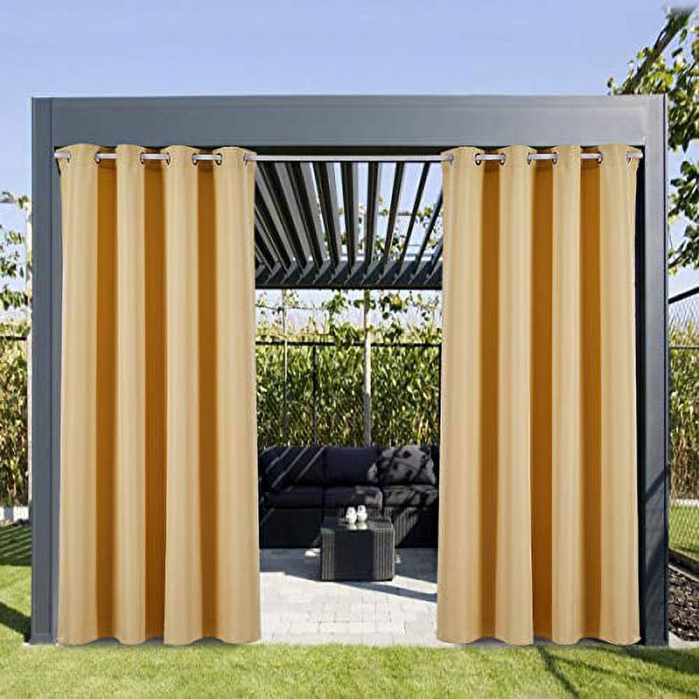 Cross Land Rideaux d'Extérieur Imperméables, Robe d'Été Jaune Coupe-Vent à Oeillets 2 Panneaux, 54"x96 Pouces