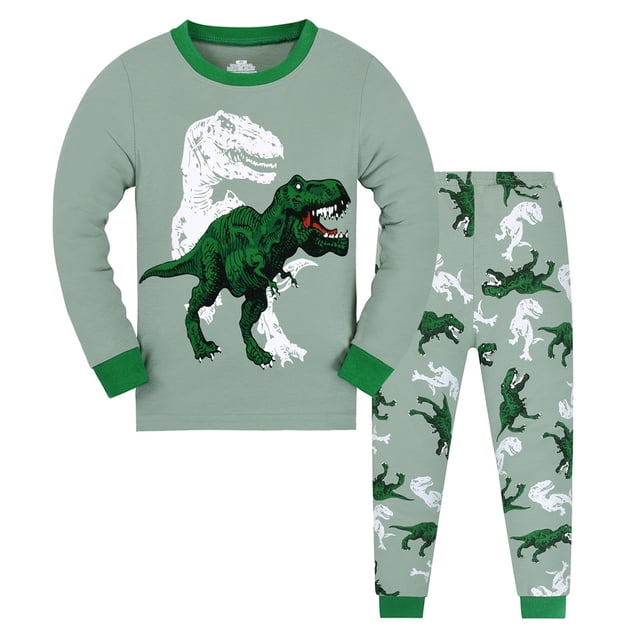 MIASHUI Ensemble de Pyjama pour Petits Grands Garçons Filles, Pyjamas pour Enfants en Coton, Vert, 7-8 Ans