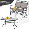thumbnail image 3 of Costway 2pcs Patio Loveseat Glider Glass Coffee Table Set Heavy-Duty Swing Rocking Chair, 3 of 8