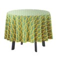 thumbnail image 1 of Vargottam Indoor/OutdoorRoundTablecloth 58 poucesTableau imperméableTablettes, Printemps/ÉtéTableaux pour arrière-cour CircularTable/Bbqs/Picnic -Jaune & Teal Green, 1 of 8