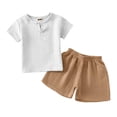 thumbnail image 3 of Boys Summer Outfit Set Soft Linen Blend Short Sleeve Tee and Comfortable Shorts, 3 of 3