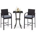 thumbnail image 2 of Costway 3 PCS Patio Wicker Bar Set Rattan Chairs & Square Table with Heavy-Duty Metal Frame, 2 of 10