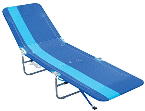 Rio Beach Portable Folding Backpack Lay Flat Beach Lounge Chair With Backpack Straps And Storage Pouch, Blue Stripe