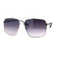 thumbnail image 3 of Mens Classic Airforce Crossbar Rectangle Metal Aviator Sunglasses Silver Smoke, 3 of 4