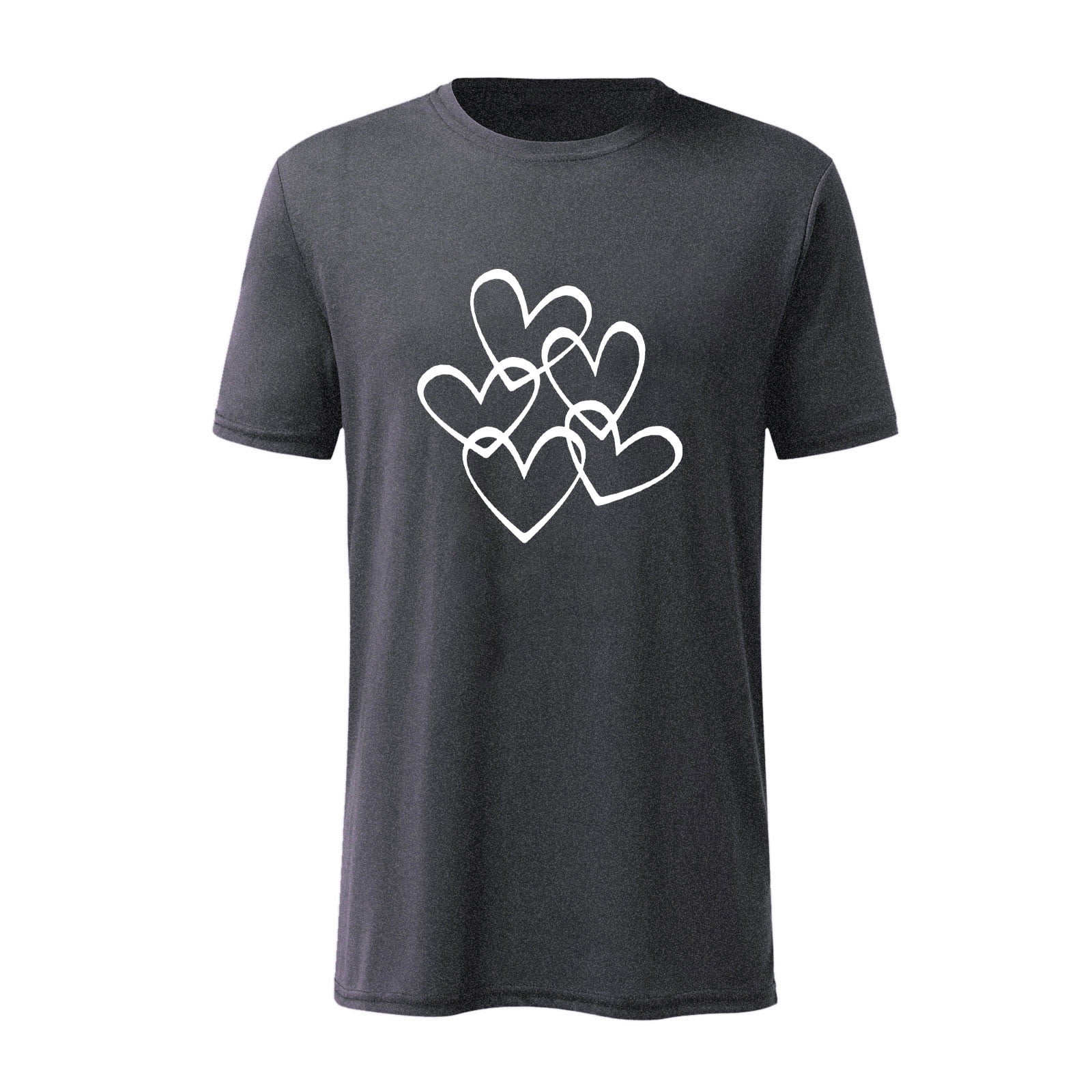 T-shirt Décontracté à Manches Courtes Imprimé Amour Blanc pour la Saint-Valentin