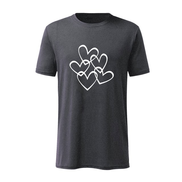 T-shirt Décontracté à Manches Courtes Imprimé Amour Blanc pour la Saint-Valentin