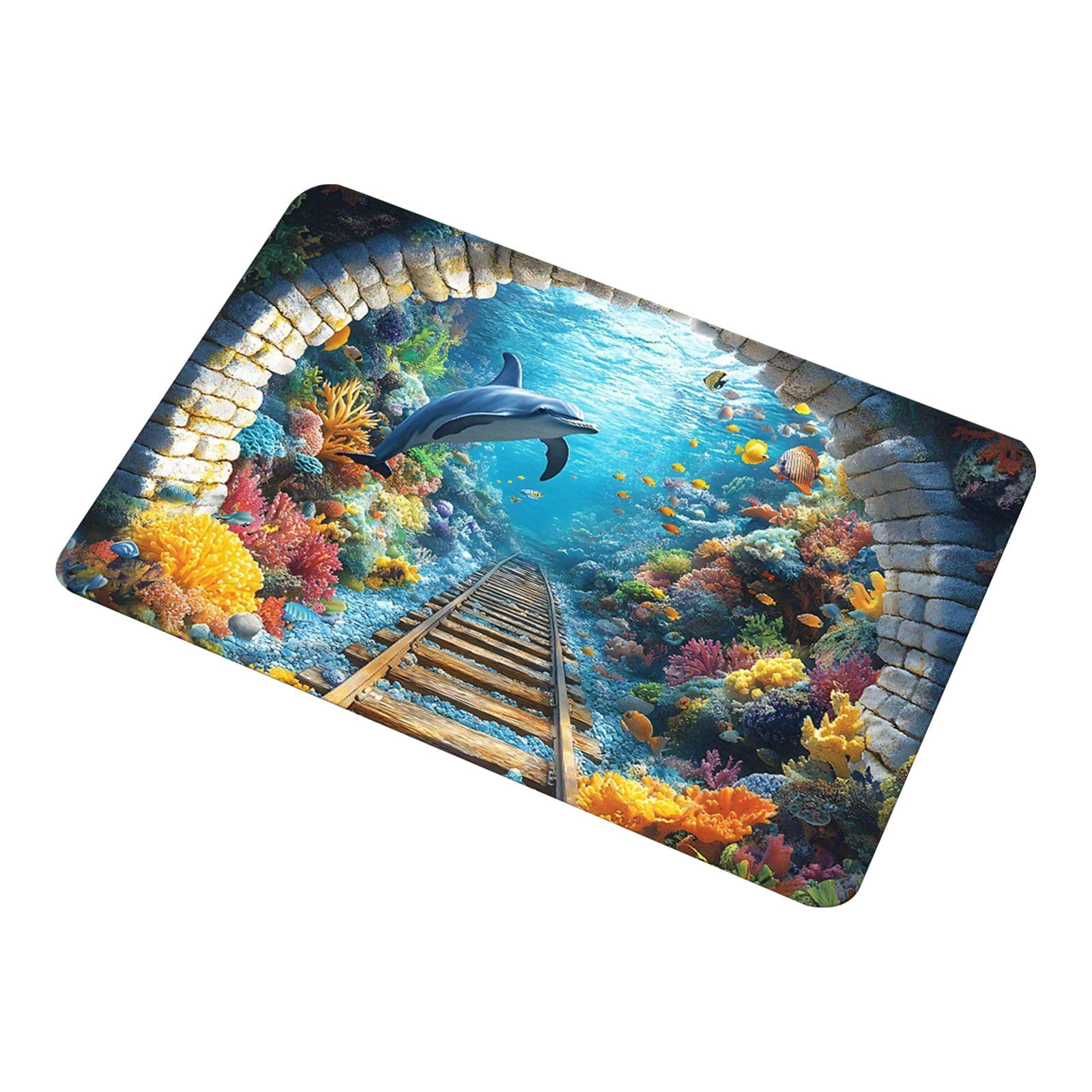FUYPSE 2026 New Arrivals Carpet Cleaner Shampoo 3D Stereo Pond Diatomaceous Earth Rug Entryway Non Absorbent Mat Bathroom/Kitchen Oil Proof Foot Mat Realistic Decor Mat