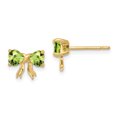 thumbnail image 1 of 14K Yellow Gold Gold Polished Peridot Bow Post Earrings, 1 of 2