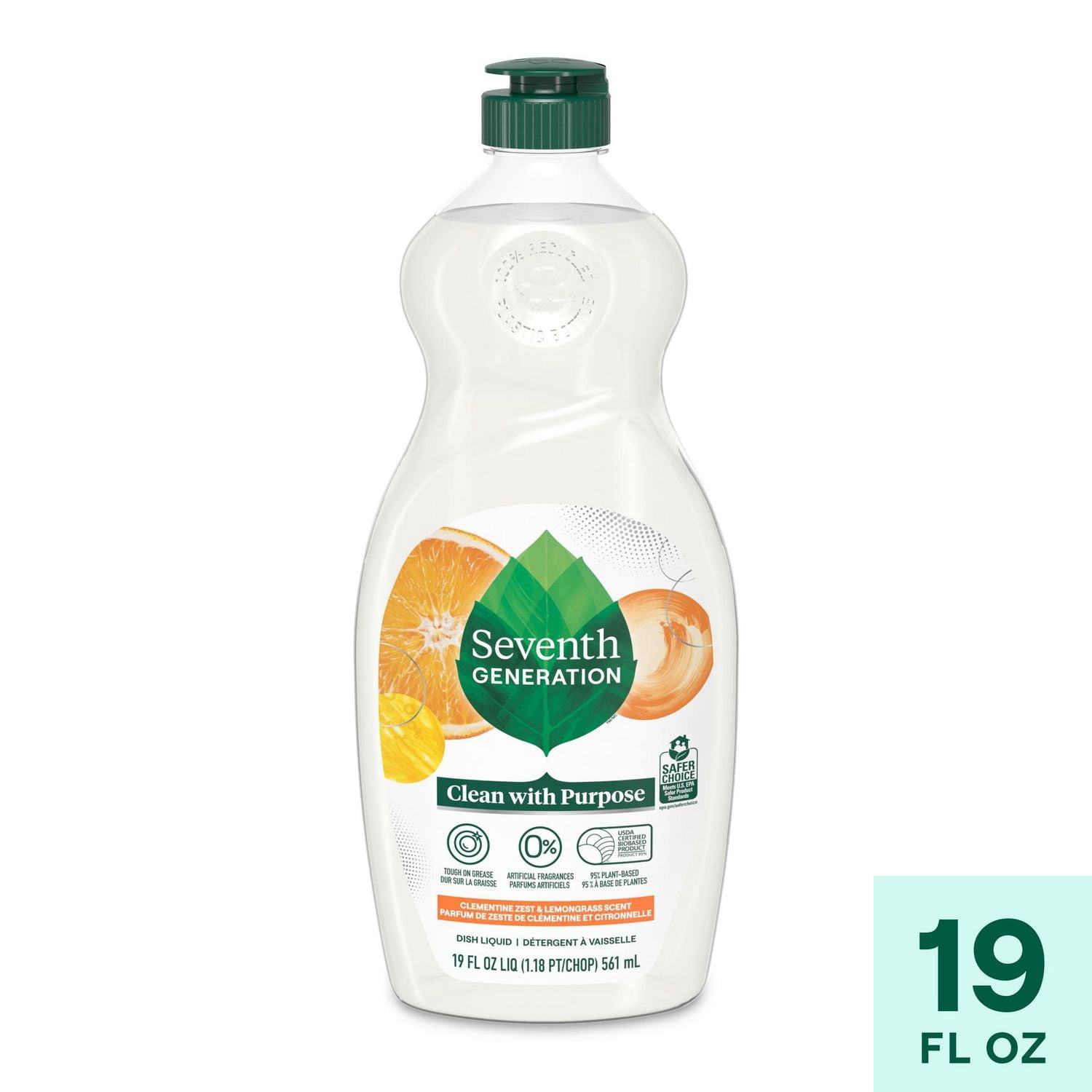 Détergent à vaisselle Seventh Generation Parfum de zeste de clémentine et citronnelle