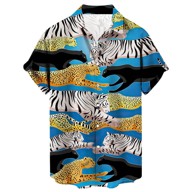 Ramiter Chemise Homme Shirts for Men, Regular-Fit Short-Sleeve Blue,M