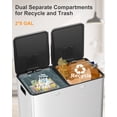 thumbnail image 3 of Kitchen Trash Can Large Capacity 60 L , 2 x 8-Gallon Dual Trash Can,2 Compartment Trash and Recycling Bin,Stainless Steel, Silver, 3 of 8