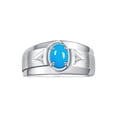thumbnail image 1 of RYLOS Men's Rings Sterling Silver Classic 7X5MM Oval Gemstone & Diamond Ring Turquoise December Birthstone Rings For Men, Men's Rings, Silver Rings, Size 11, 1 of 7