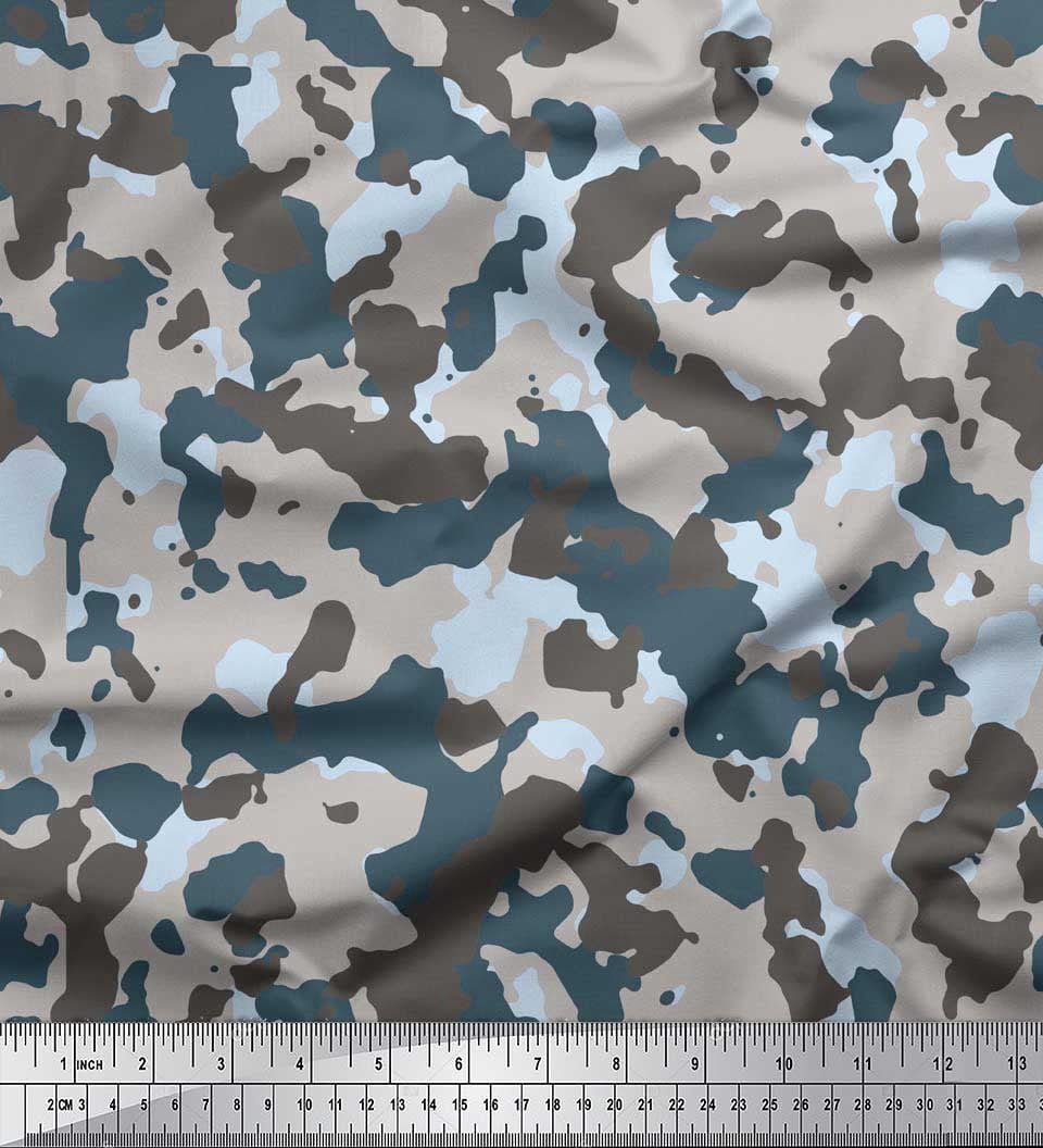 Soimoi polyester Crepe Fabric Two Tone With Grey Camouflage Decor Fabric Printed Yard 42 Inch Wide