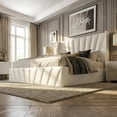 thumbnail image 3 of Velets Queen Bed Frame with Hydraulic Lift Storage, Upholstered Platform Bed, Tufted Headboard, Wood Slats, No Box Spring Needed, 3 of 9